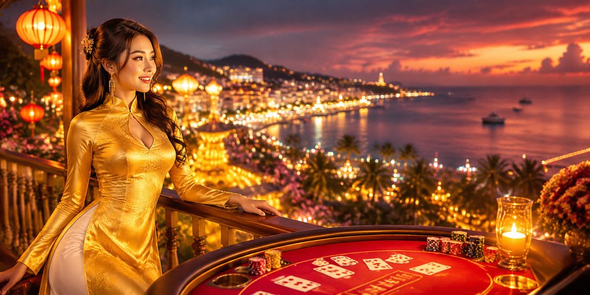 Phụ nữ mặc áo dài chơi baccarat trên điện thoại tại bãi biển Phú Quốc